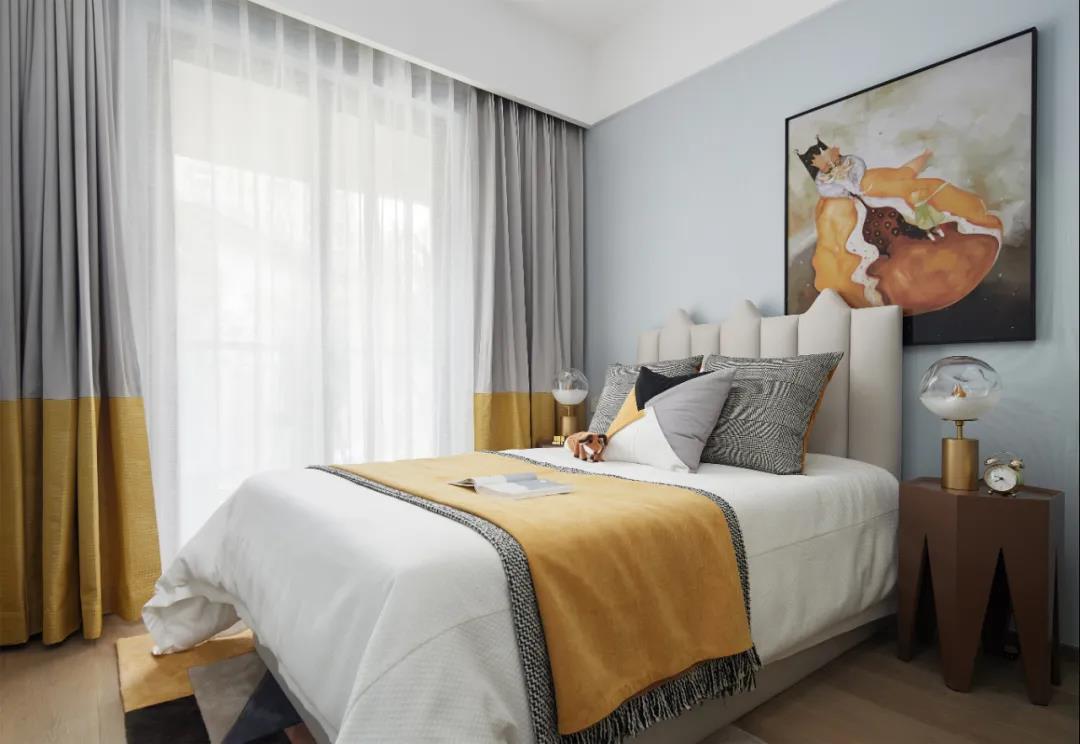 115㎡现代轻奢，高级灰里的一抹橙，华丽高级很漂亮