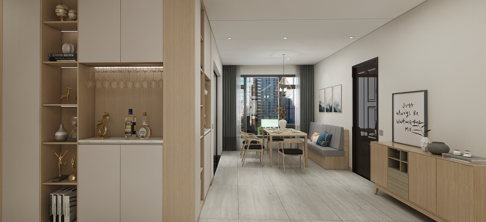 简洁的造型和色彩的沉静，给人以宽敞明亮的视觉感受。