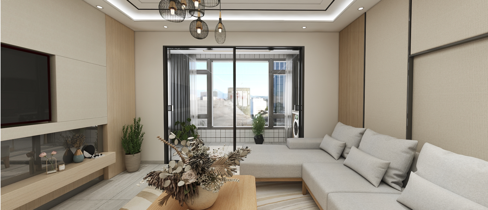 简洁的造型和色彩的沉静，给人以宽敞明亮的视觉感受。