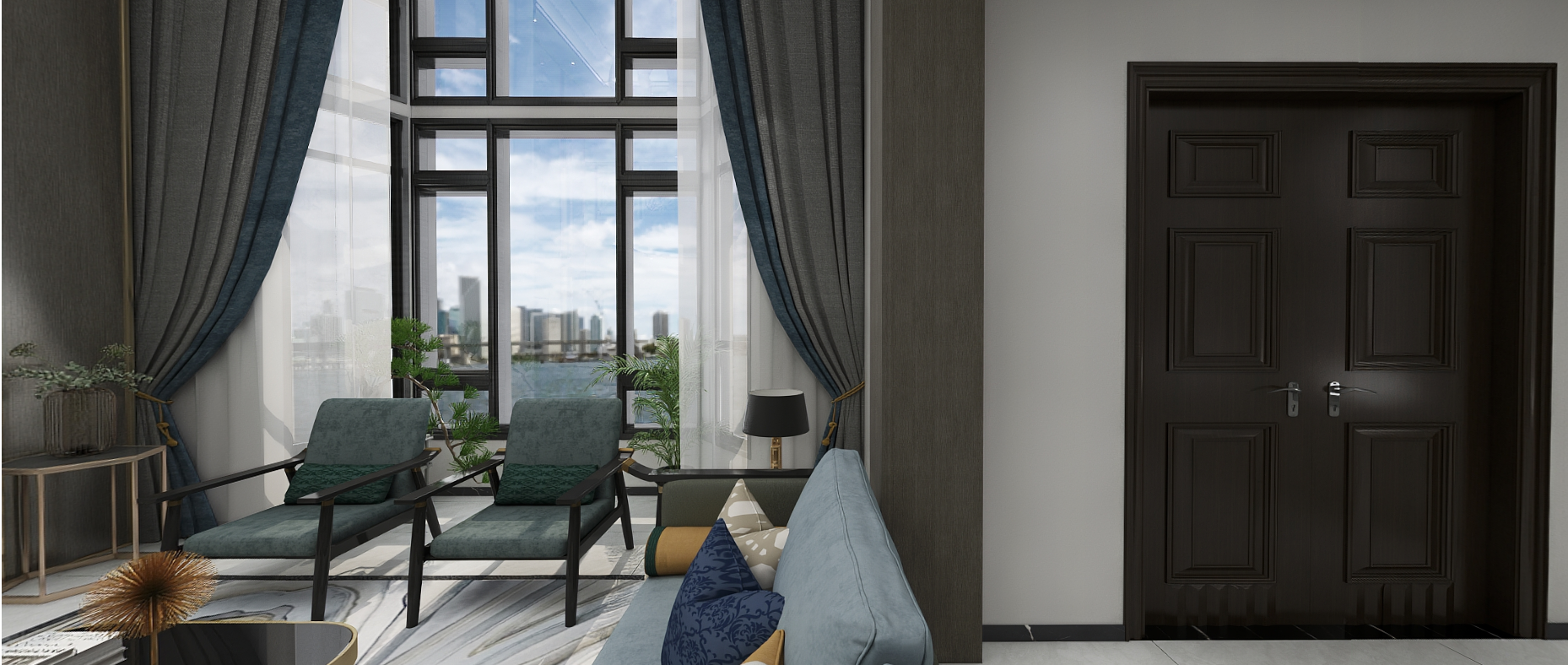 280㎡现代装修风格， 以现代简约黑白灰为主要基调