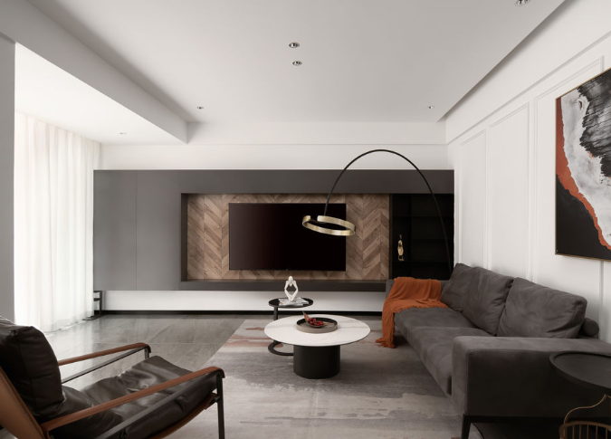 110㎡现代风格，焦糖棕系交换空间