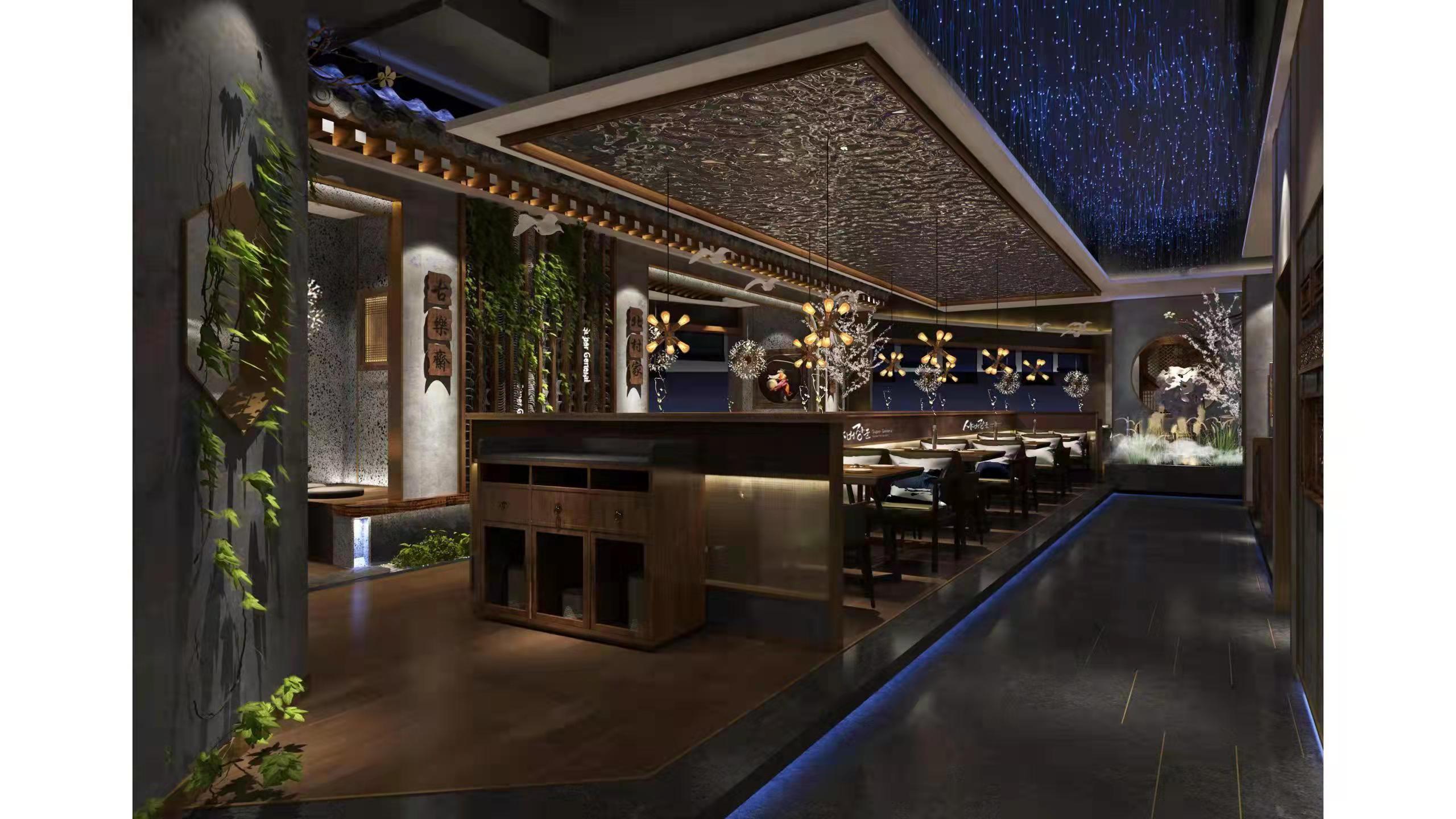 新中式风格  275平将军牛排餐厅