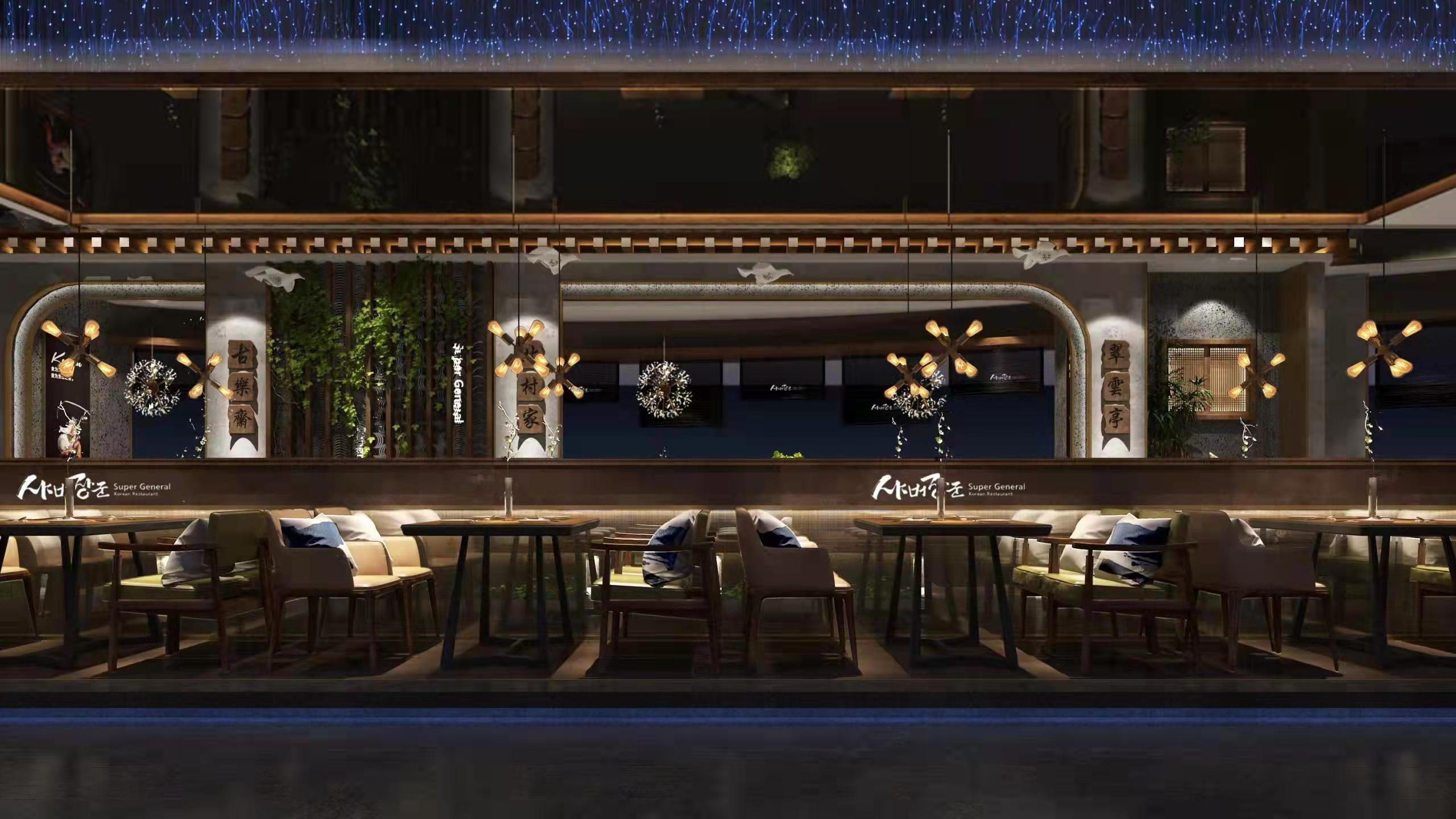 新中式风格  275平将军牛排餐厅