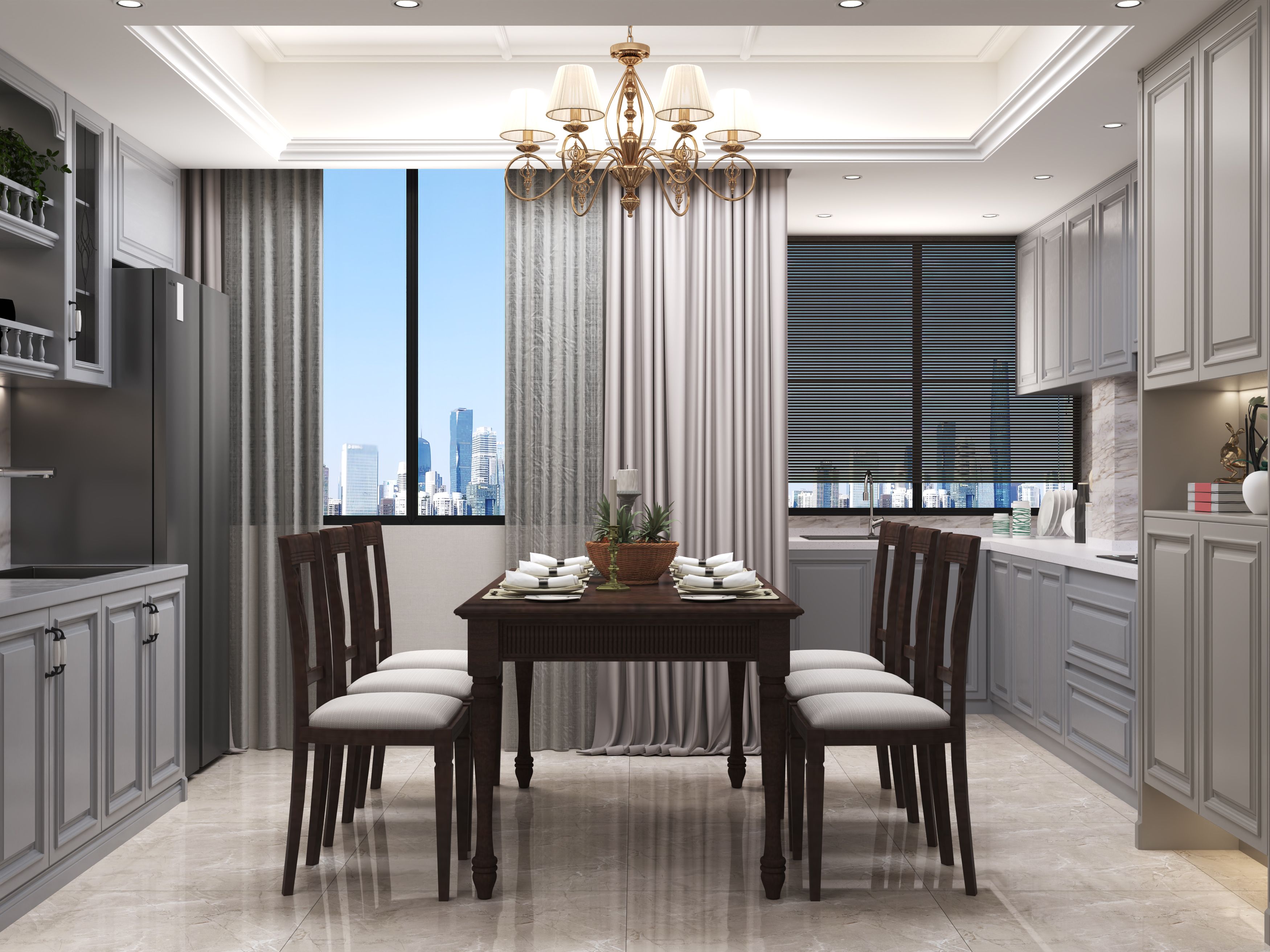 蓝晶绿洲120平美式风格