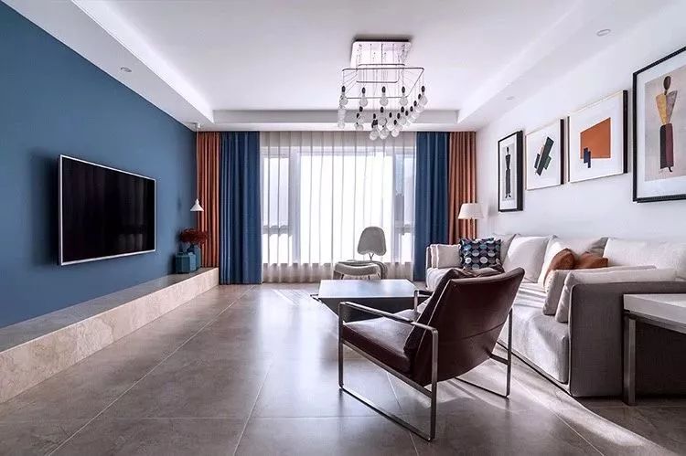 190㎡现代简约风，时尚暖灰色，客厅通透极了