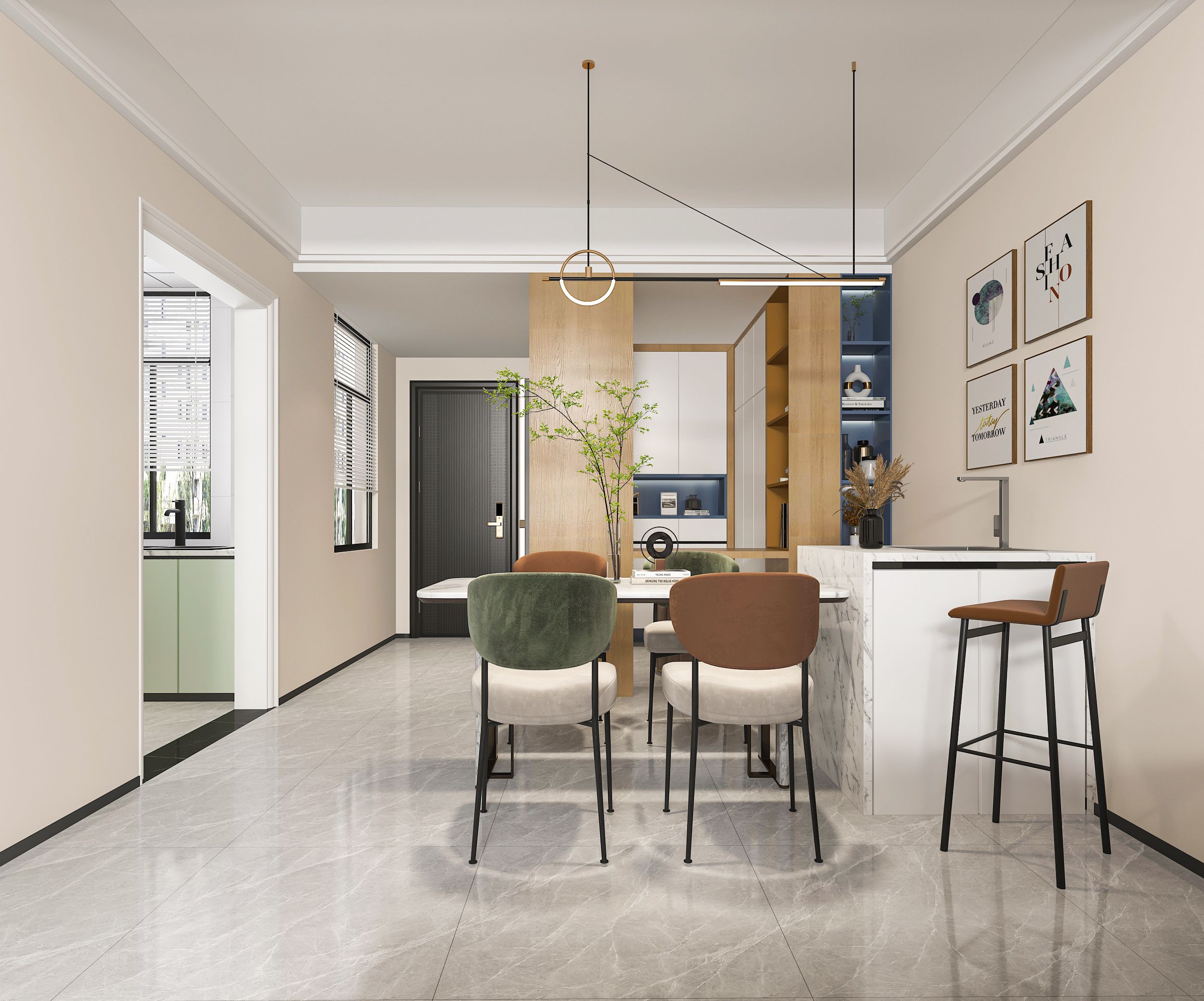 陆良书香一号104平方三室现代风格