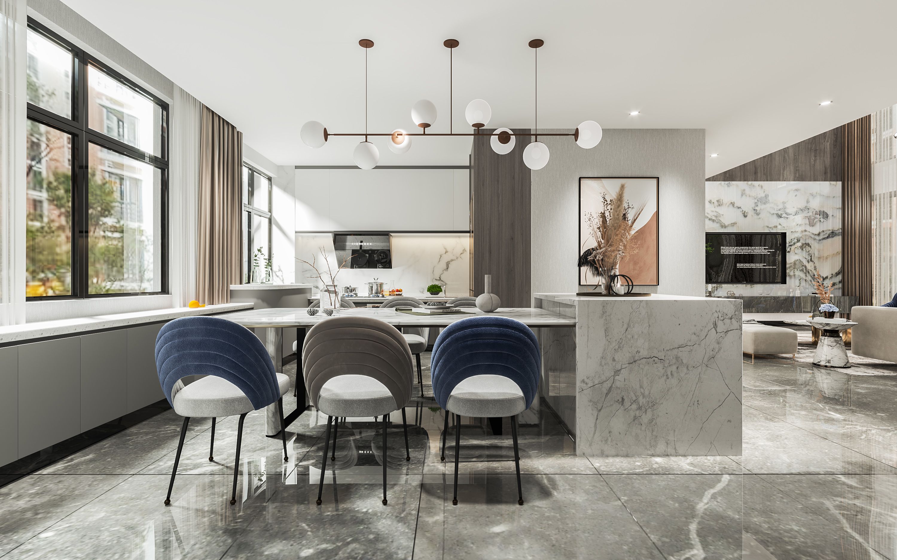 300平现代别墅装修案例， 