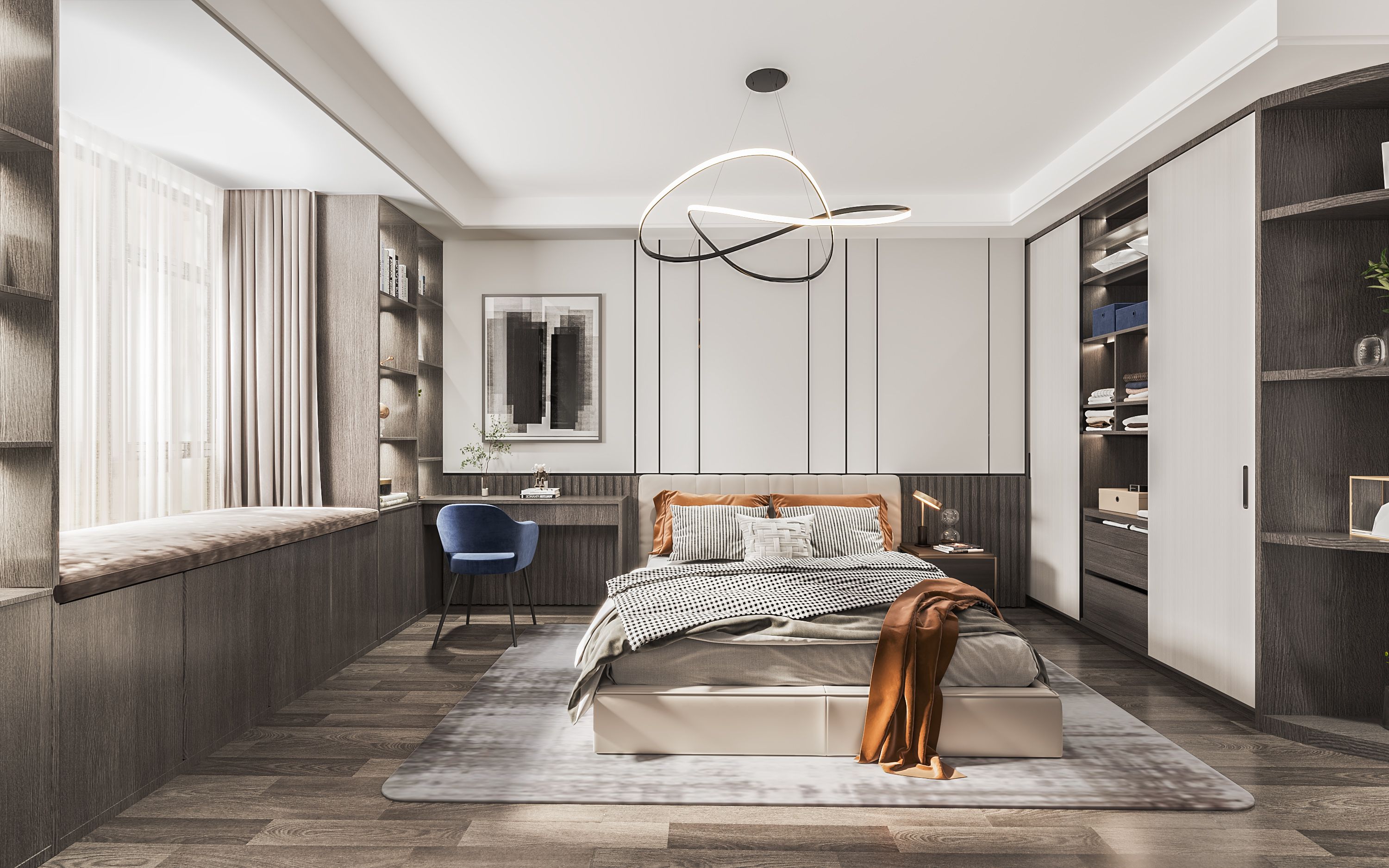 300平现代别墅装修案例， 