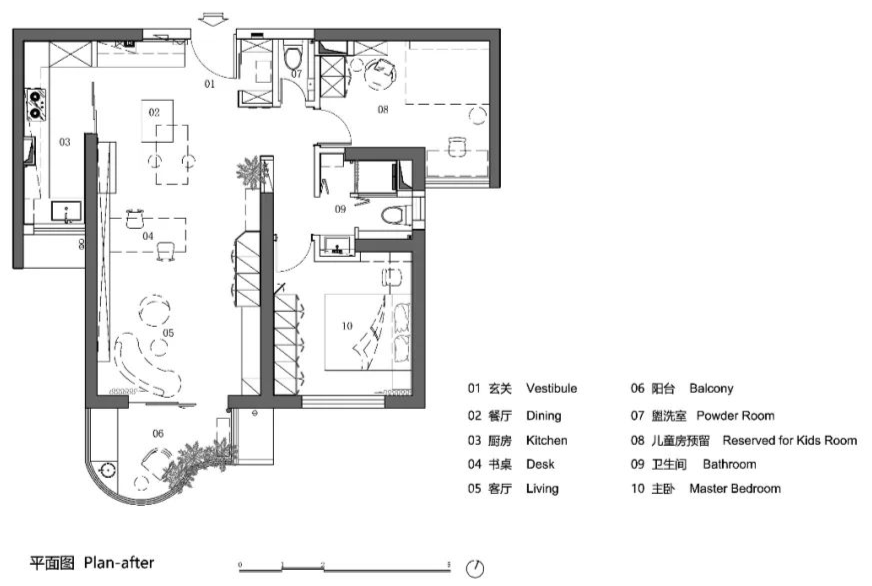 104㎡二居室，混合分区布局超实用！