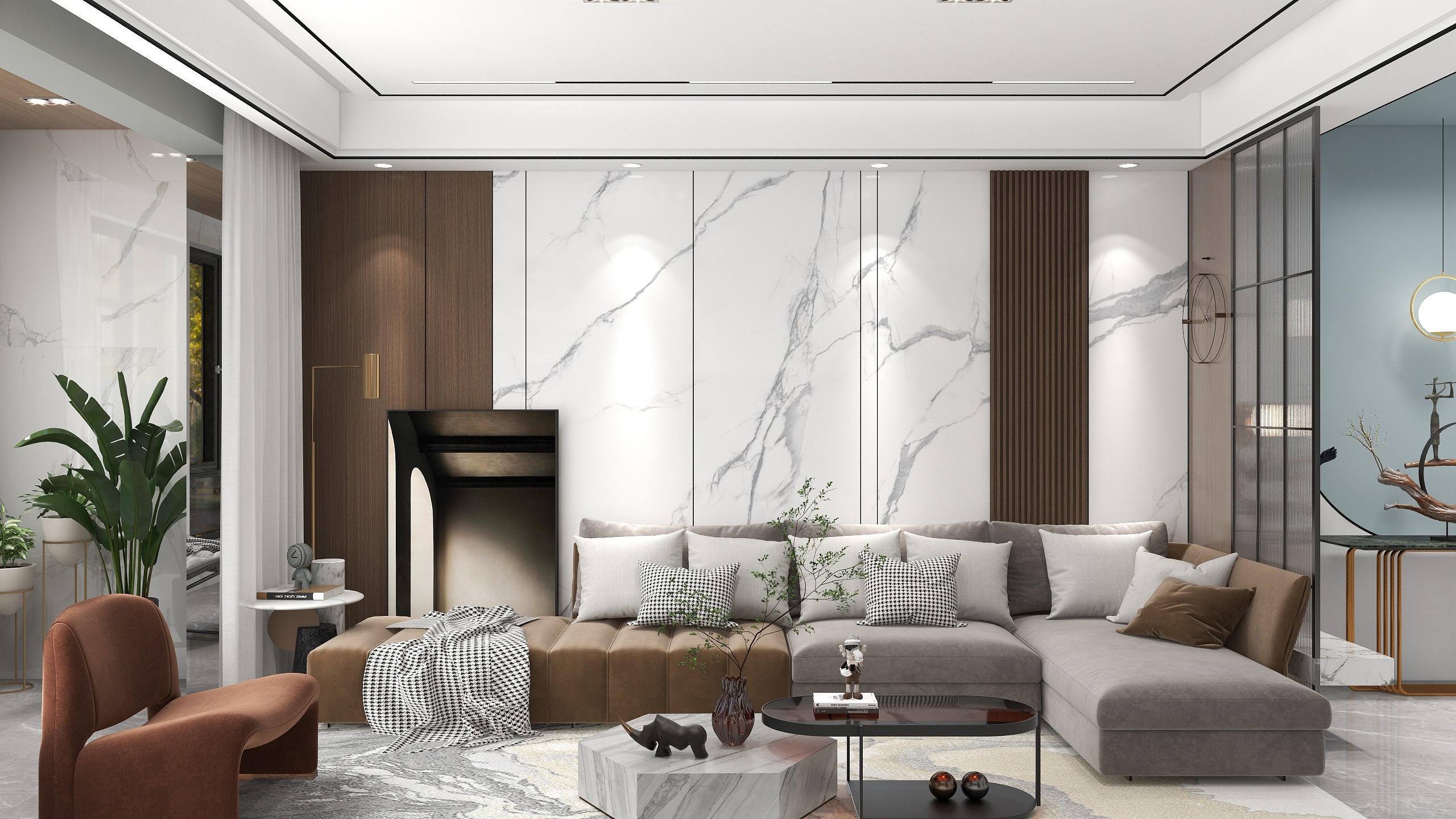 40平客餐厅，轻奢，无主灯吊顶