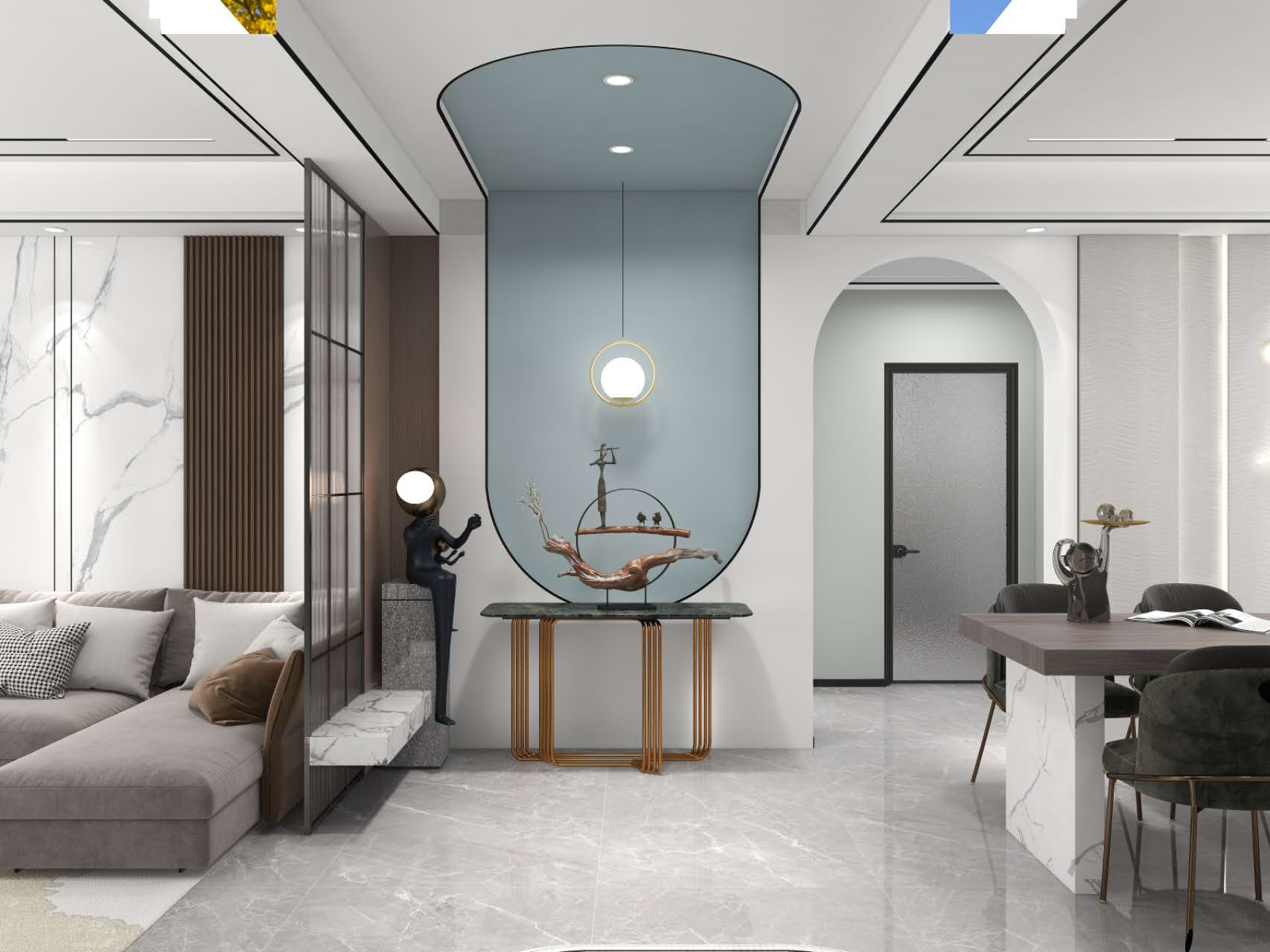 40平客餐厅，轻奢，无主灯吊顶