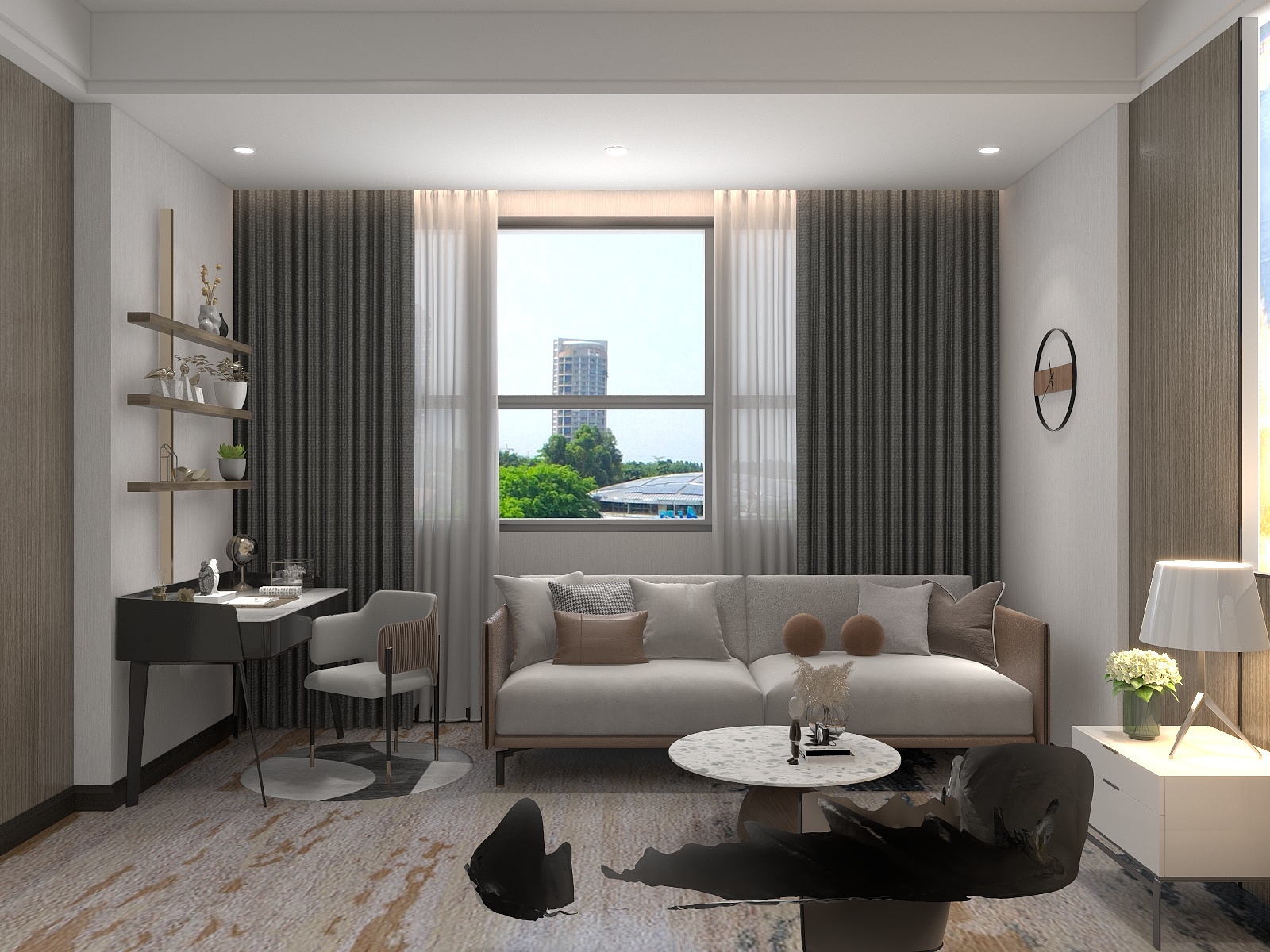 45平方，酒店公寓，无主灯吊顶