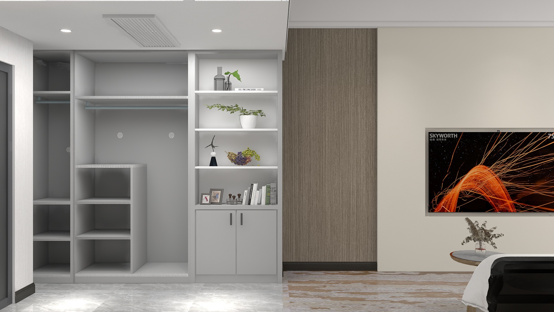 45平方，酒店公寓，无主灯吊顶