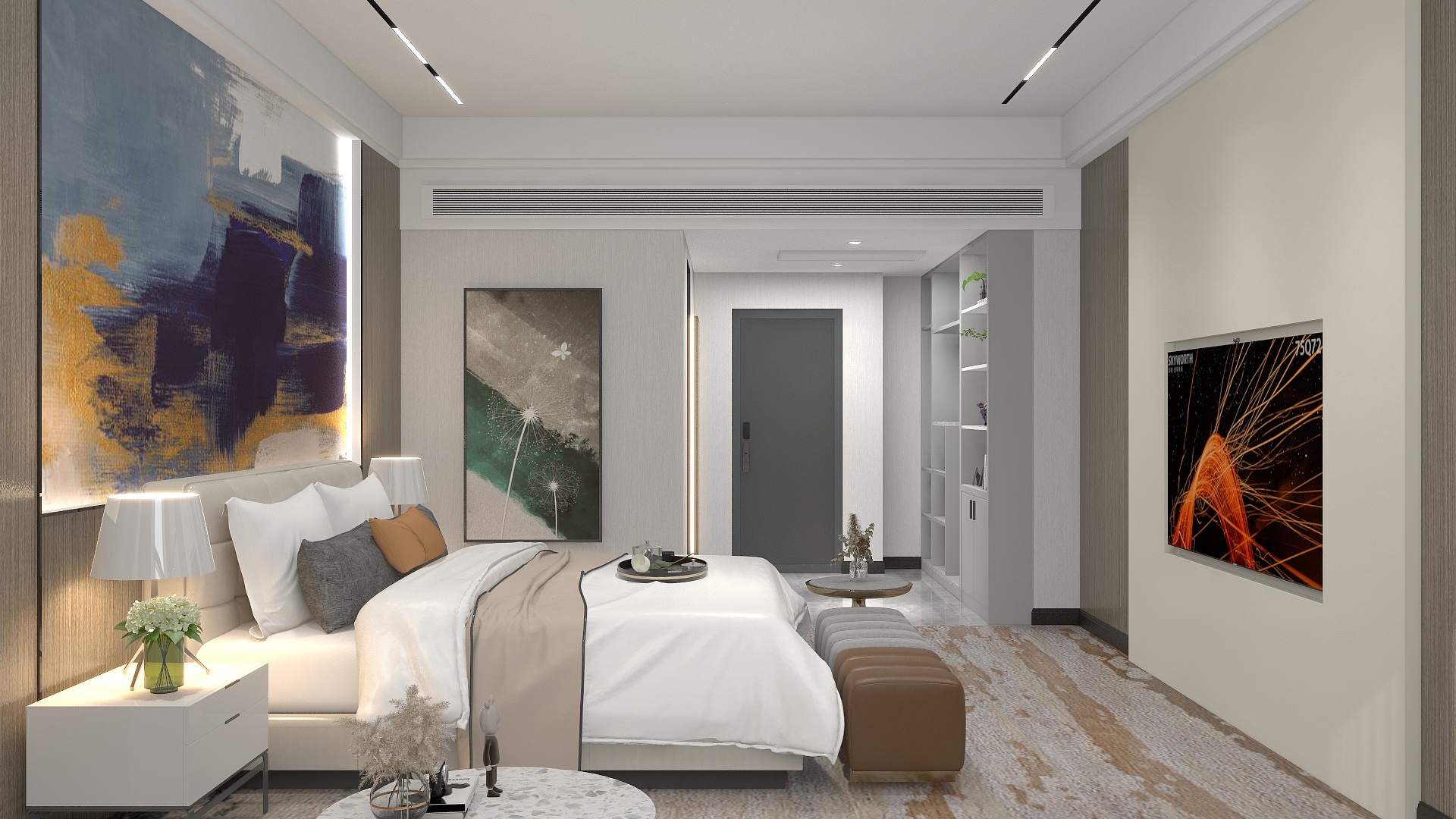 45平方，酒店公寓，无主灯吊顶