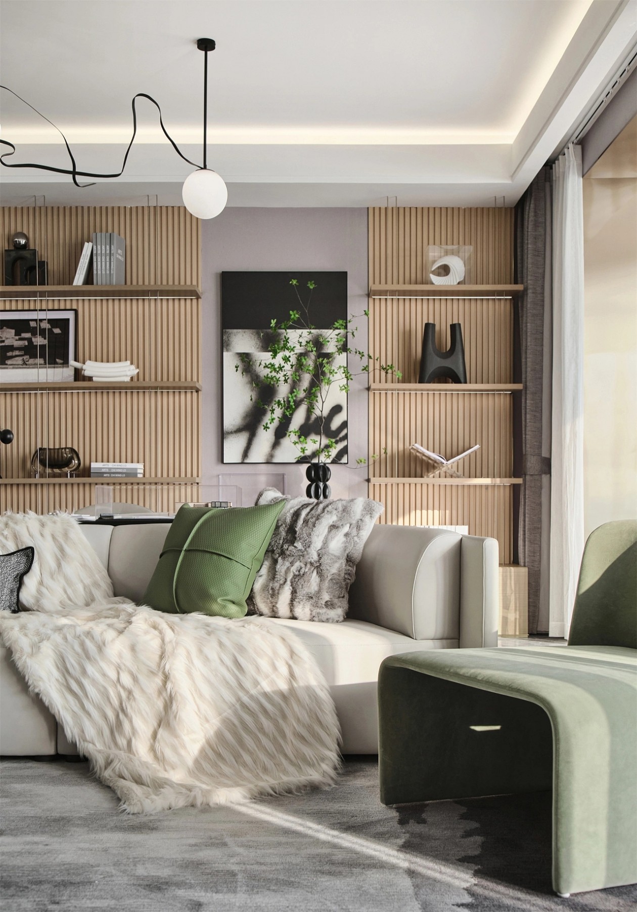 现代清新绿，凝练活力氧气之家