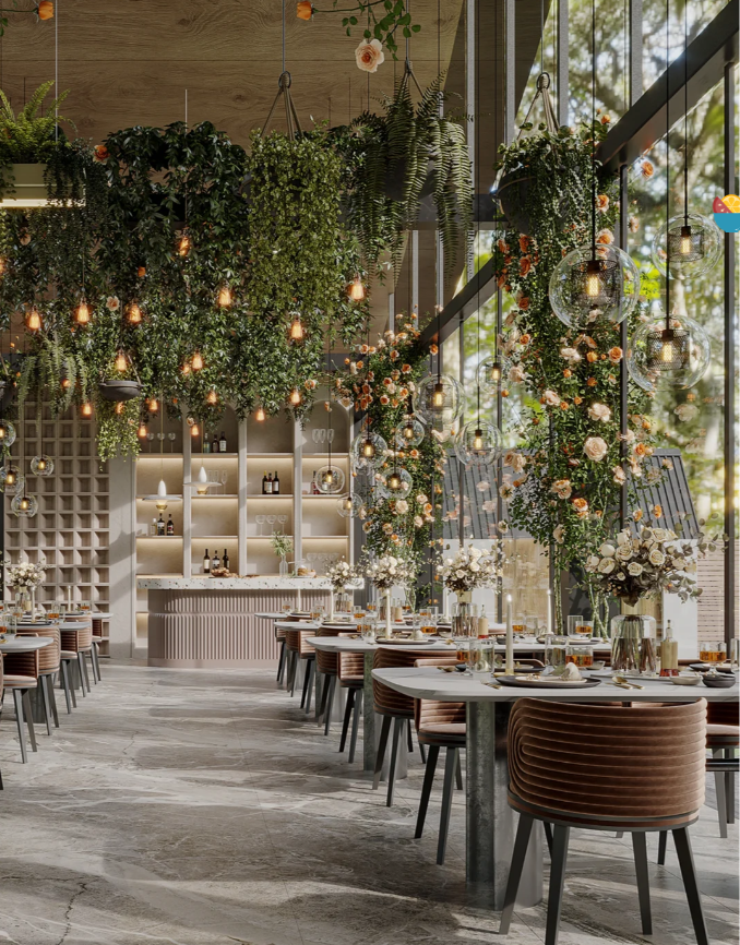 花艺餐厅效果图案例分享