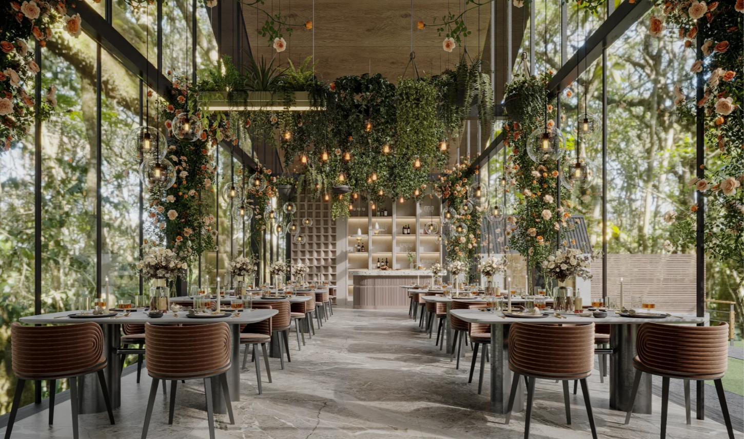 花艺餐厅效果图案例分享