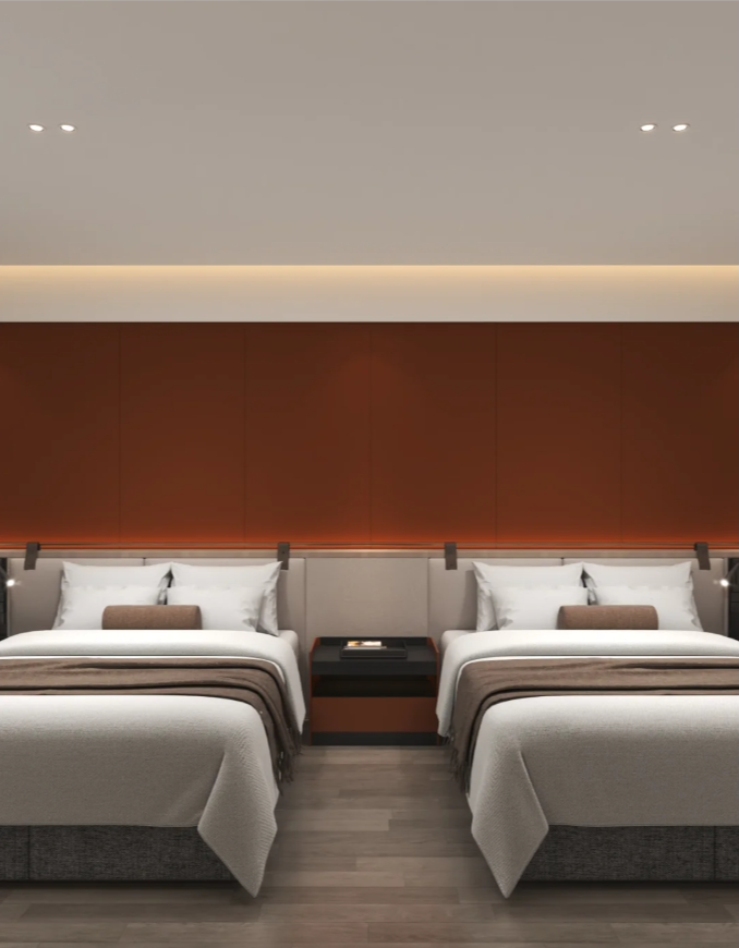 现代风酒店双人间客房定制案例