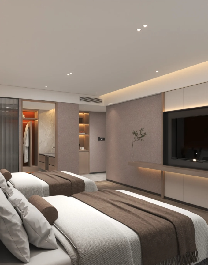 现代风酒店双人间客房定制案例