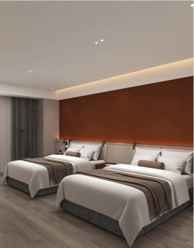 现代风酒店双人间客房定制案例