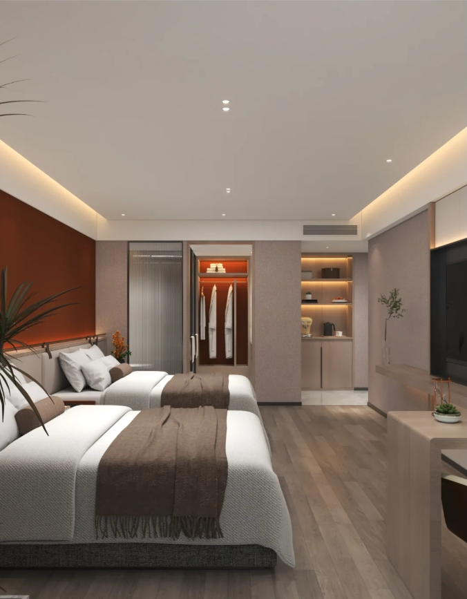 现代风酒店双人间客房定制案例