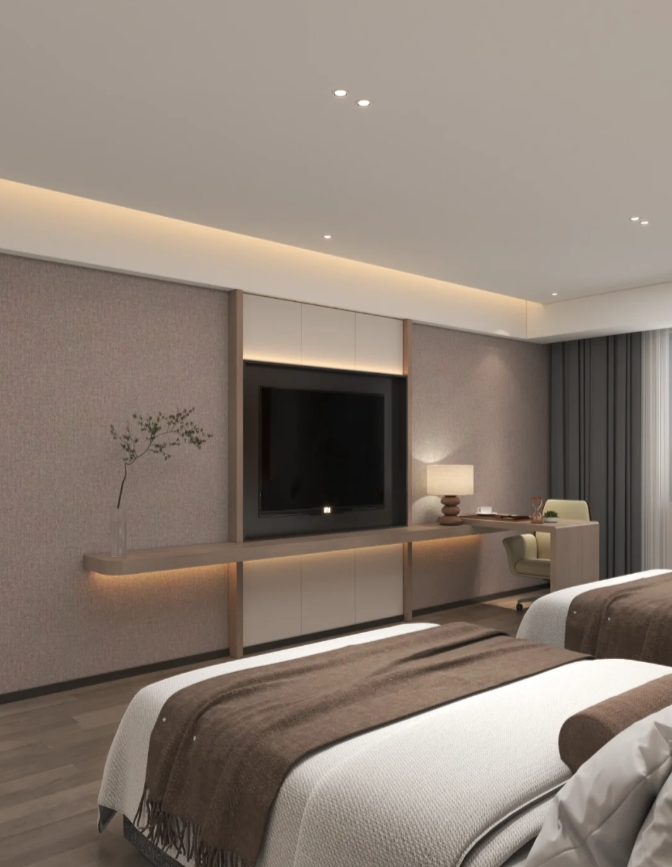 现代风酒店双人间客房定制案例