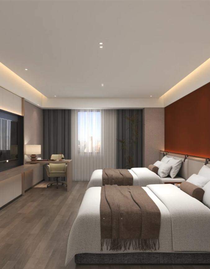 现代风酒店双人间客房定制案例