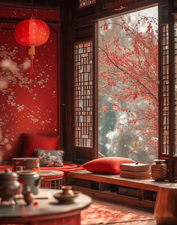 中国红！超有新年氛围感的房间❤️
