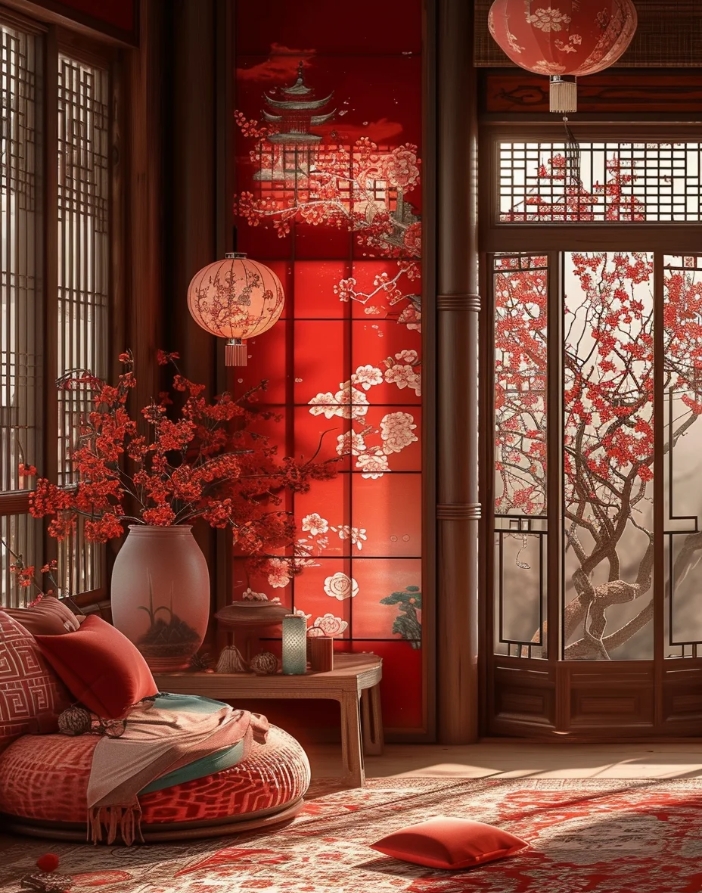 中国红！超有新年氛围感的房间❤️