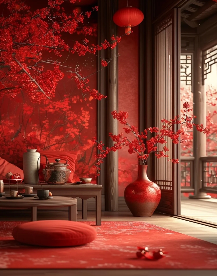中国红！超有新年氛围感的房间❤️