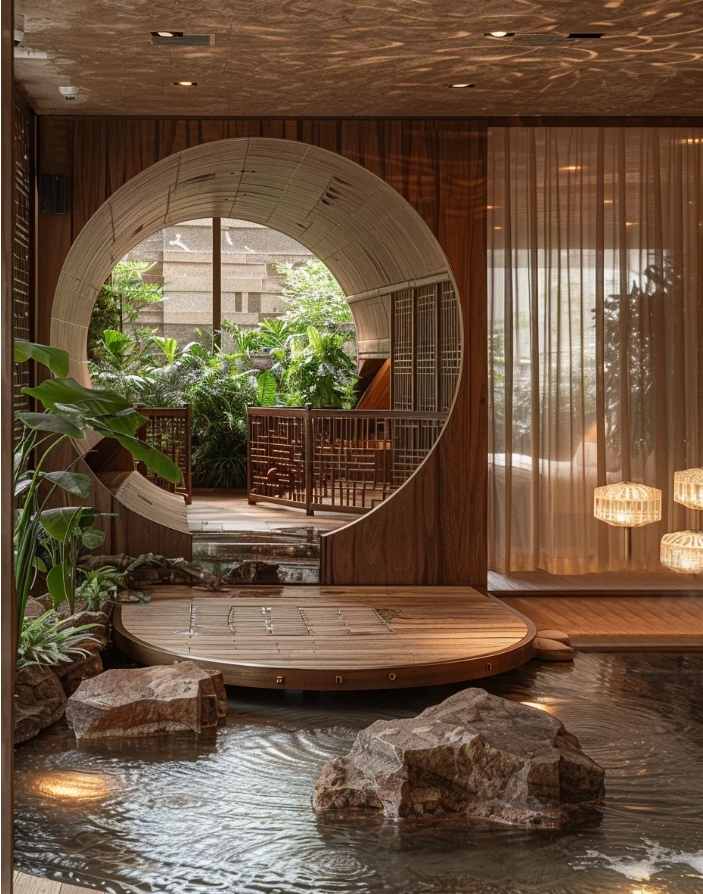 自然系生活方式，新中式会所概念图