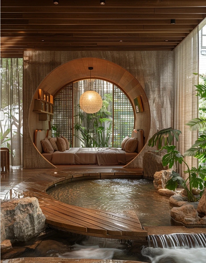 自然系生活方式，新中式会所概念图