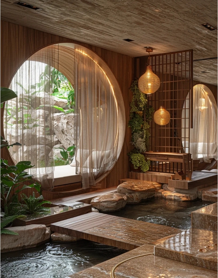 自然系生活方式，新中式会所概念图