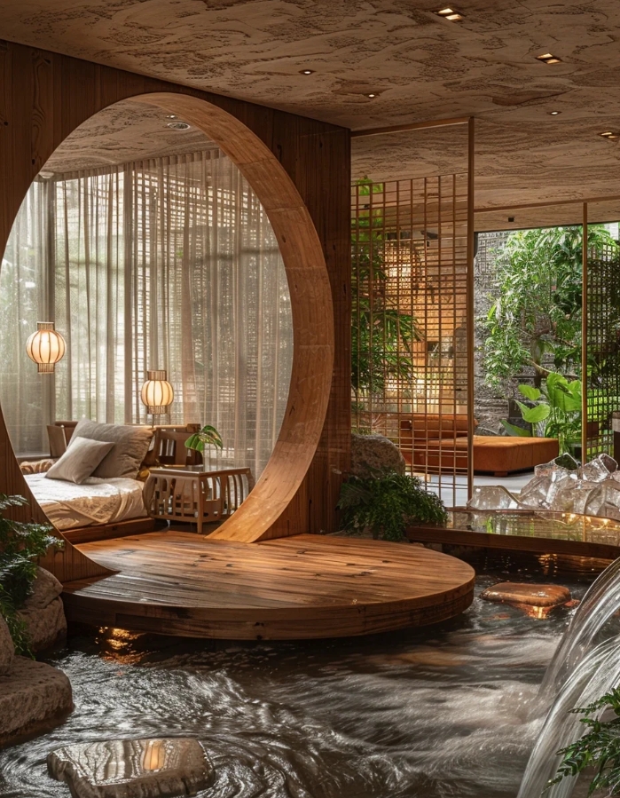 自然系生活方式，新中式会所概念图