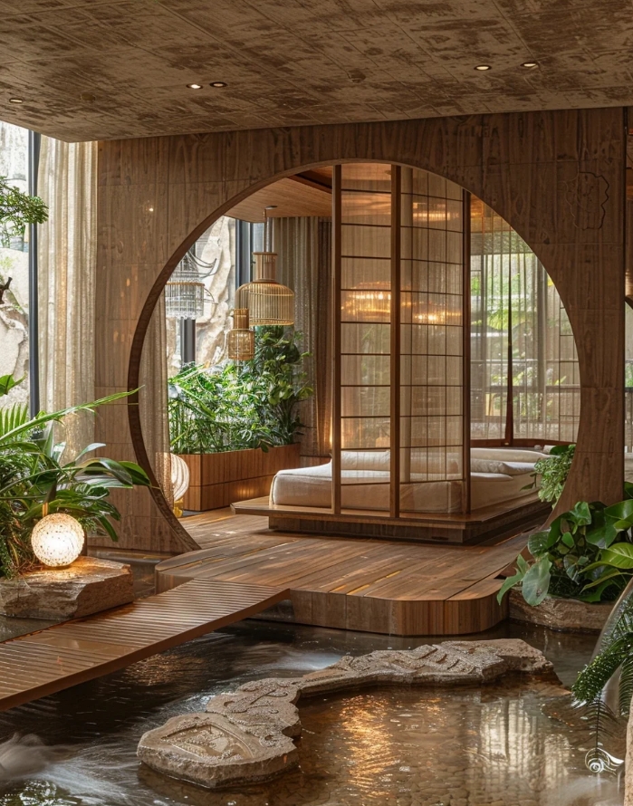 自然系生活方式，新中式会所概念图