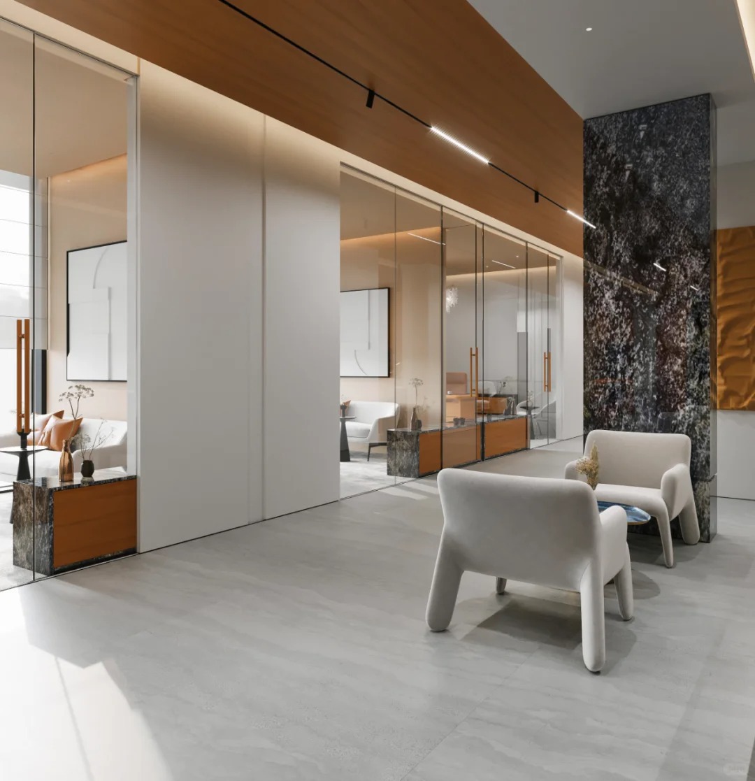 办公室装修设计|原木+灰白黑营造的极简