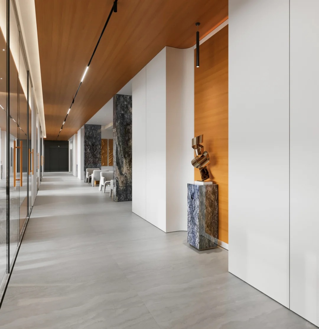 办公室装修设计|原木+灰白黑营造的极简