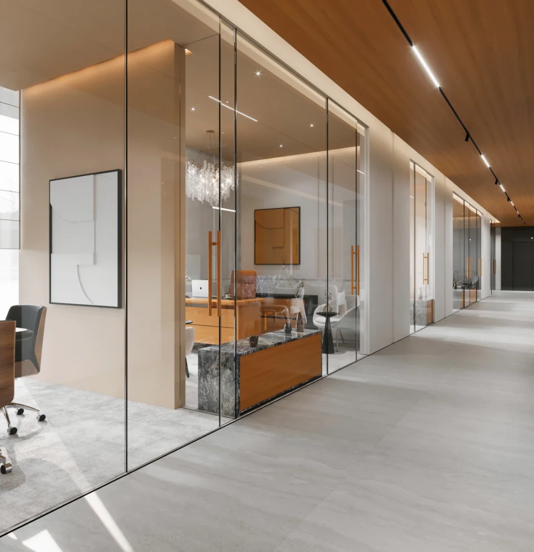 办公室装修设计|原木+灰白黑营造的极简