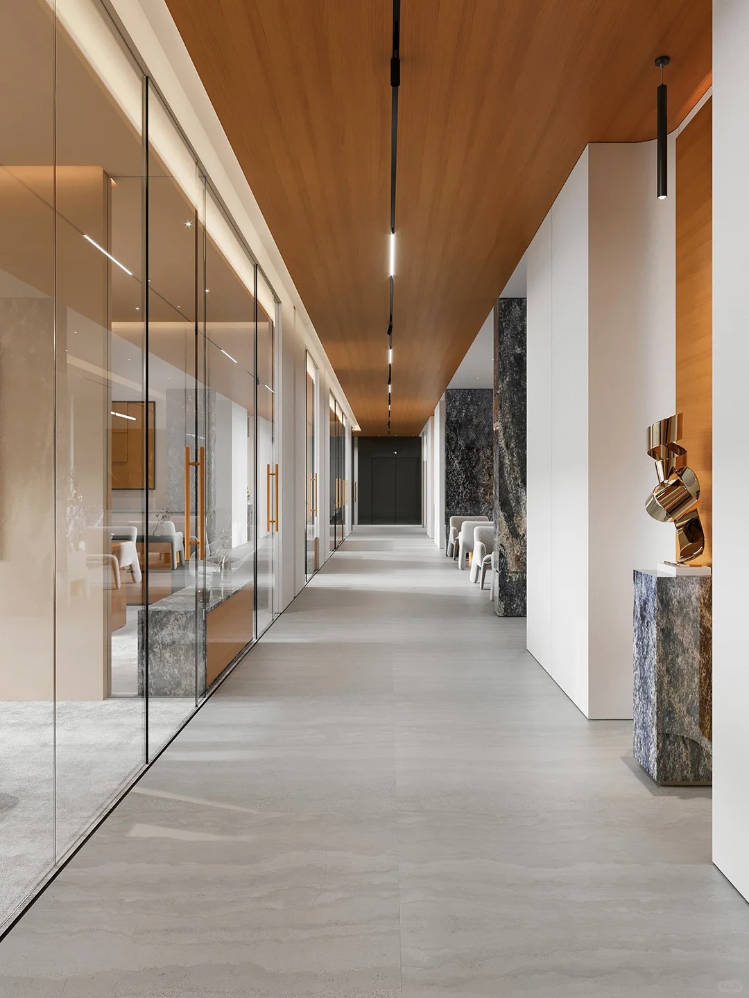 办公室装修设计|原木+灰白黑营造的极简