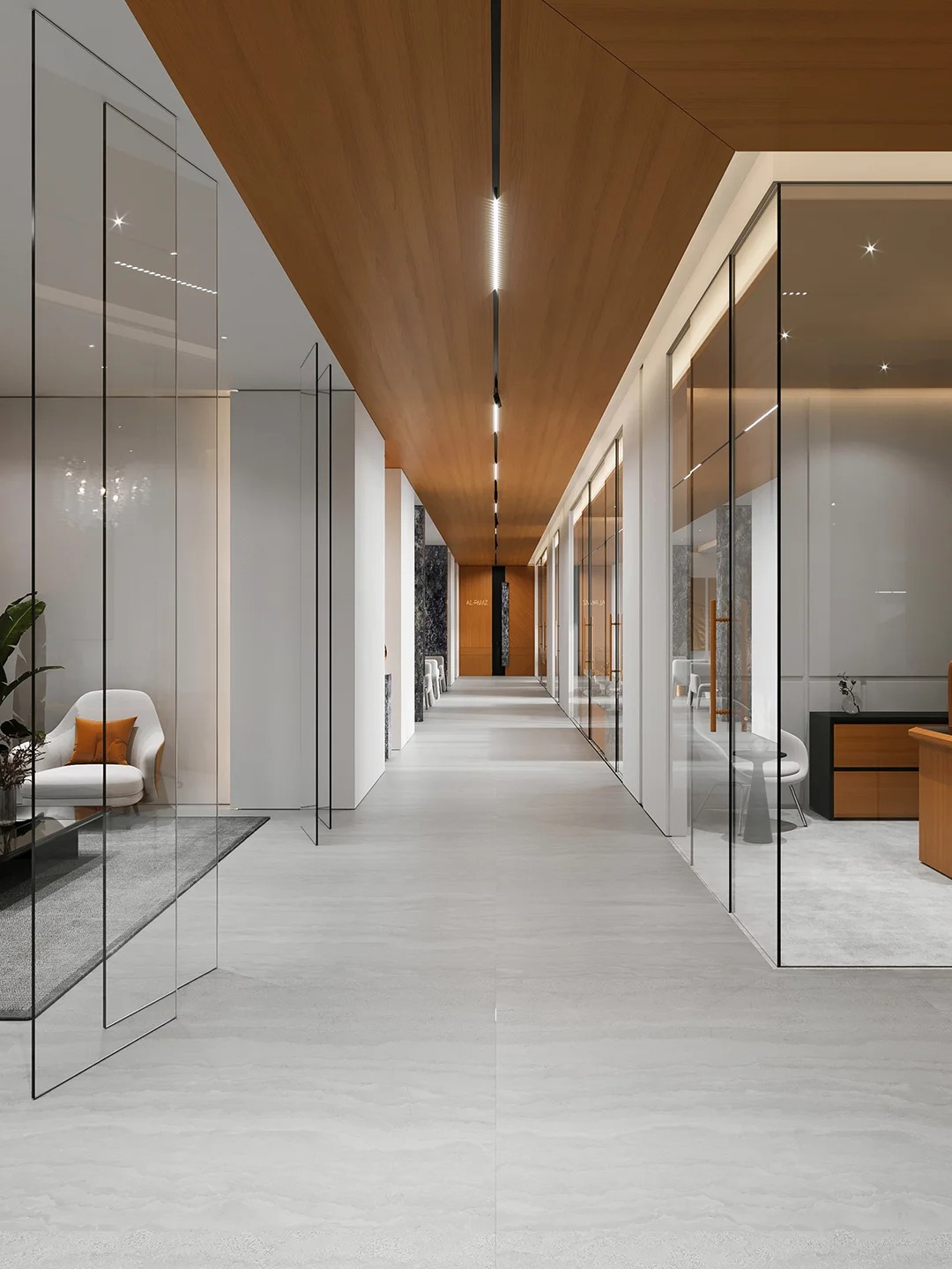 办公室装修设计|原木+灰白黑营造的极简