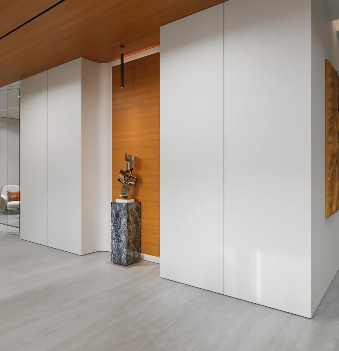 办公室装修设计|原木+灰白黑营造的极简