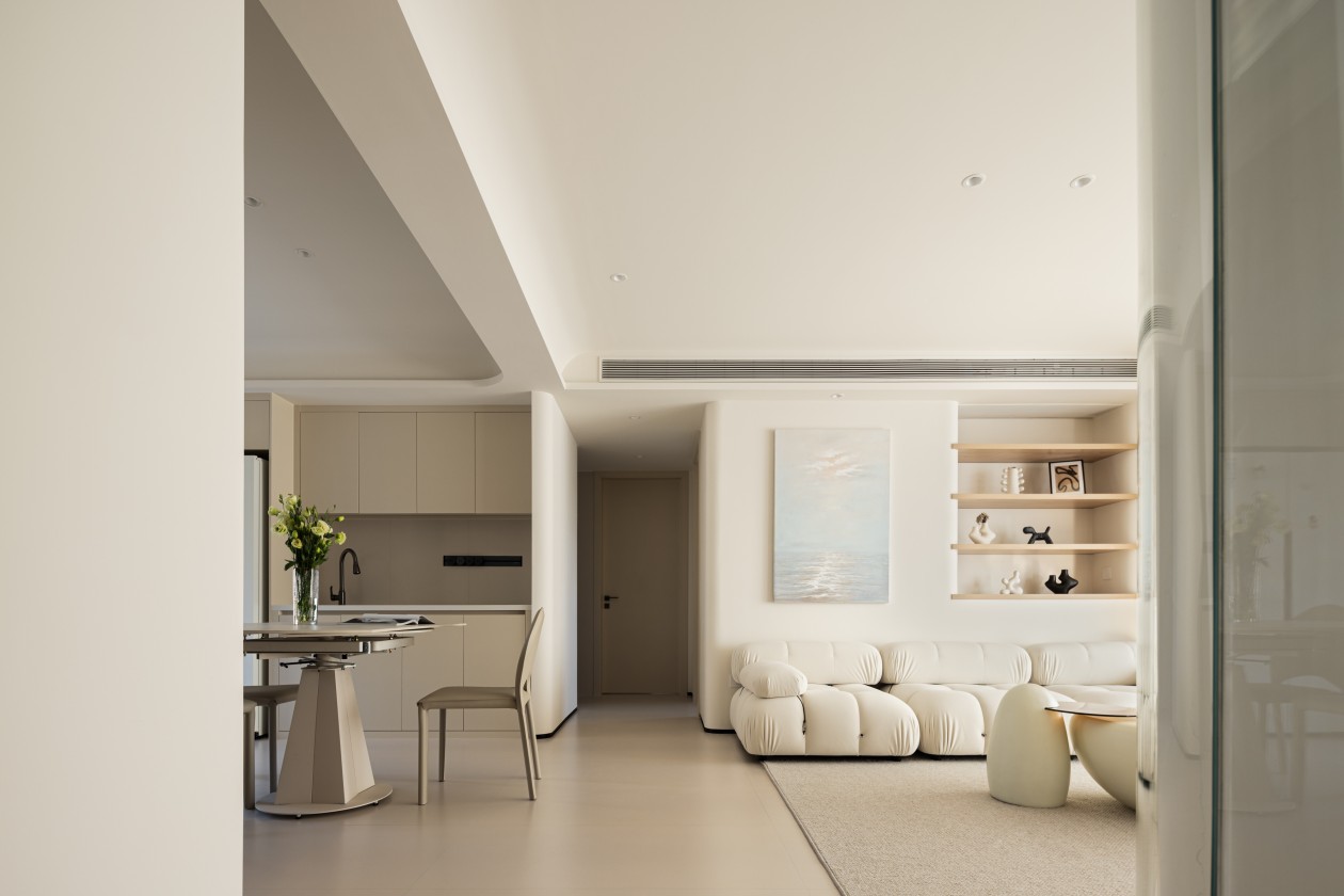 120㎡奶油风，让空间浑然一体