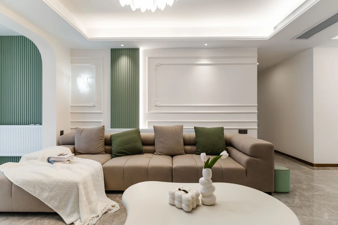  143㎡法式奶油：奶油绿+奶油白，精致中的一抹慵懒格调！