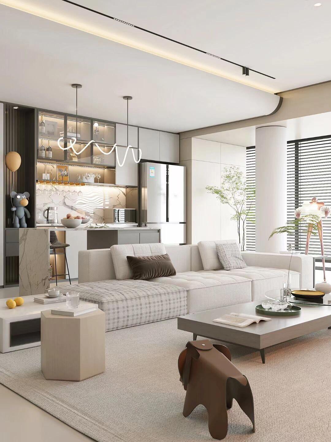 130平简约风格。温柔浅色系，以减法没学重塑空间形态！