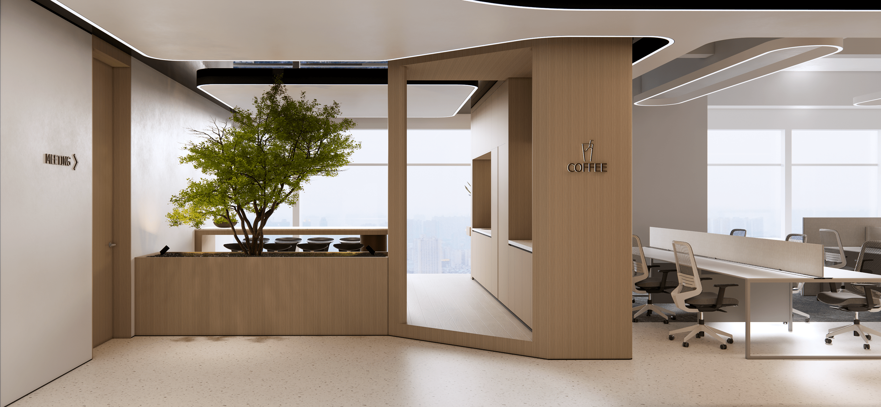 A组520㎡原木风办公室装修