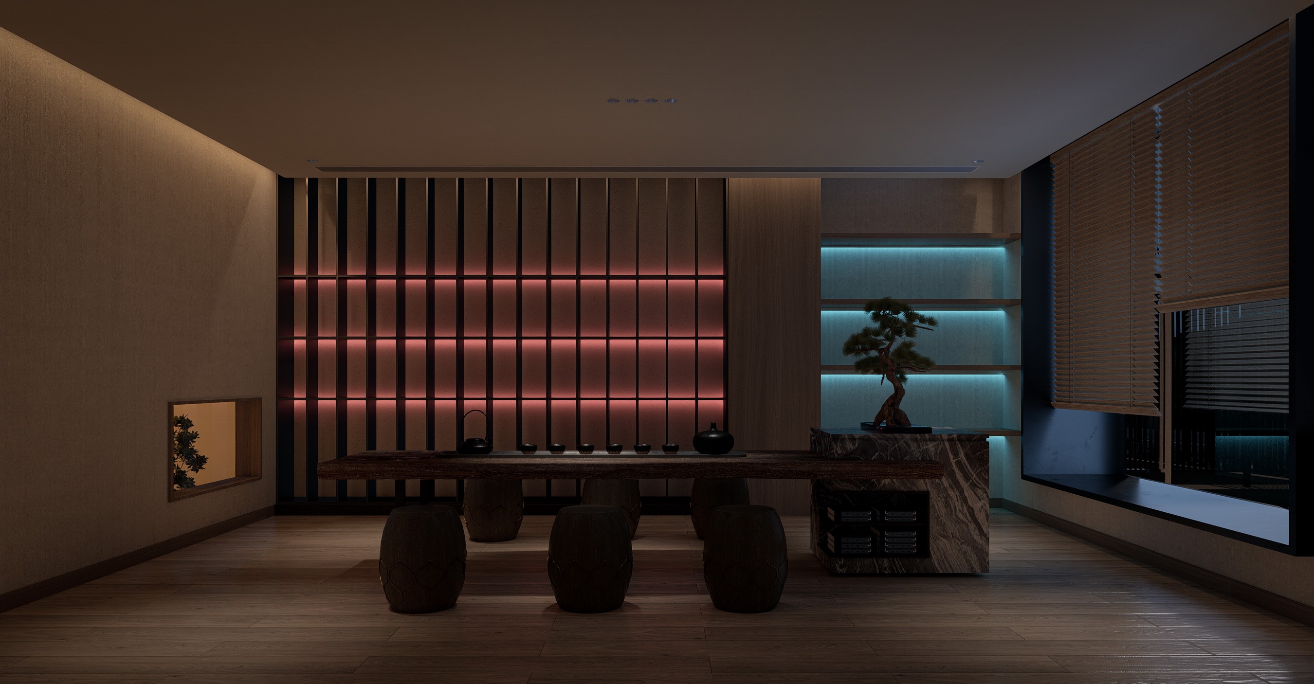 D组305㎡现代中古风茶室装修