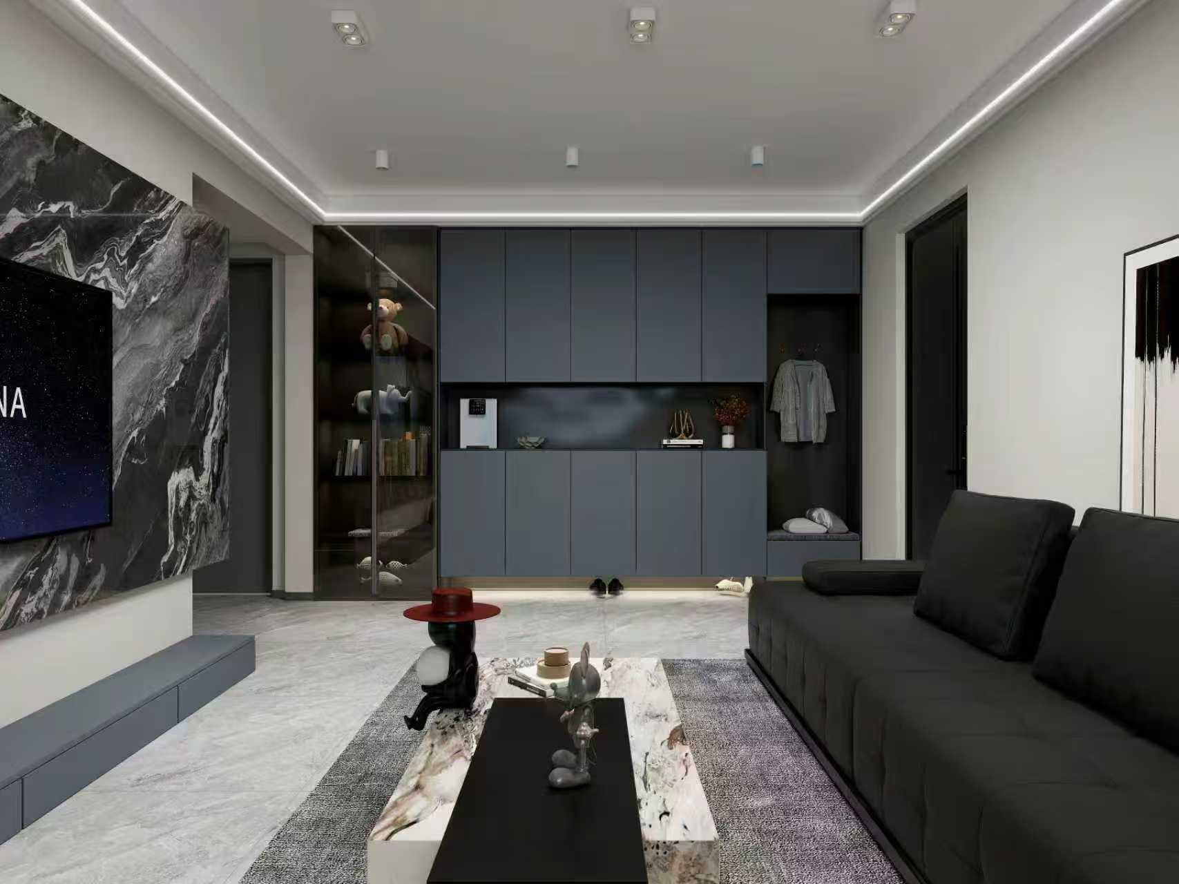 120平现代简约风格，简约设计|全屋黑白灰三色为主。