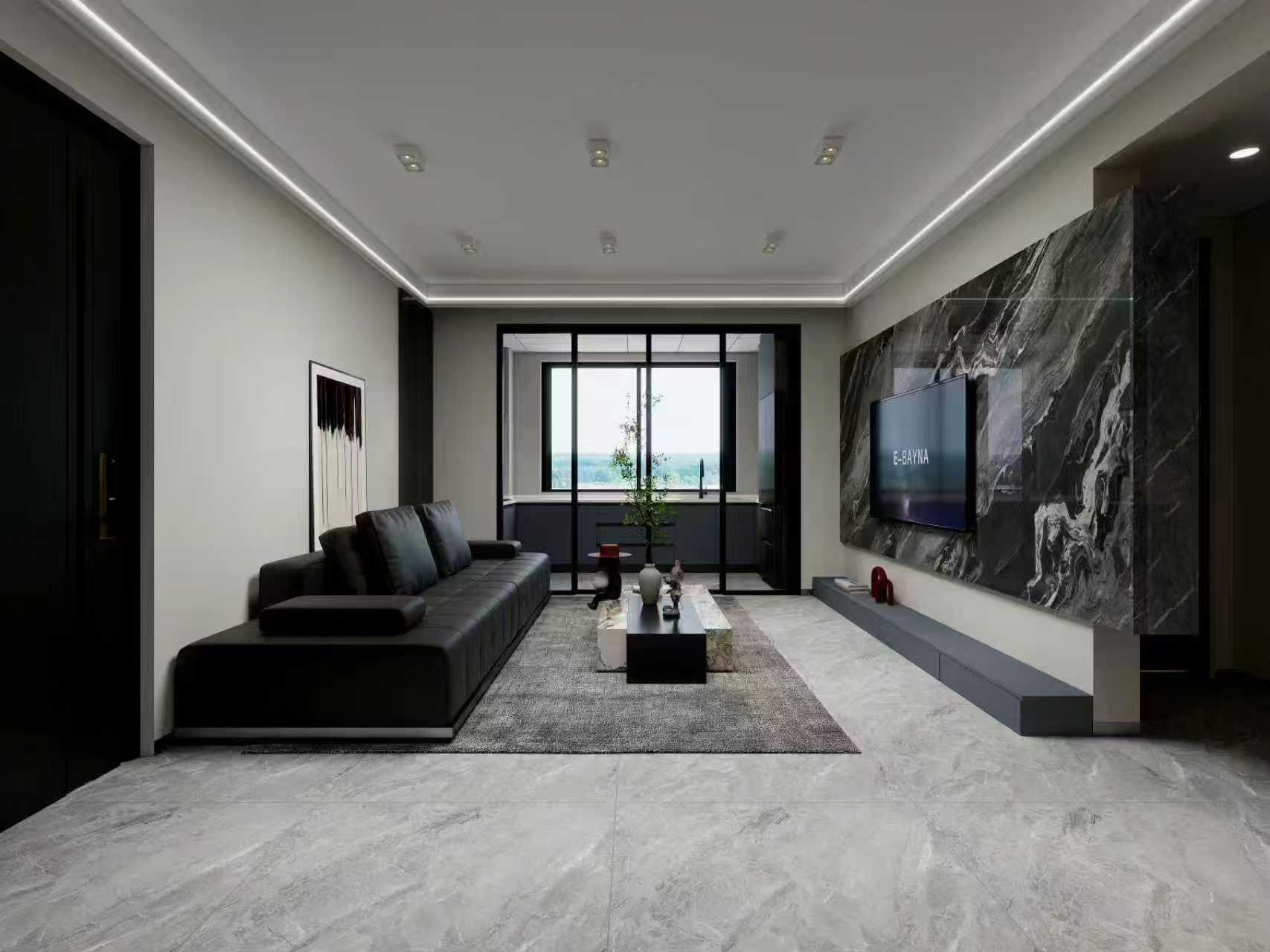 120平现代简约风格，简约设计|全屋黑白灰三色为主。