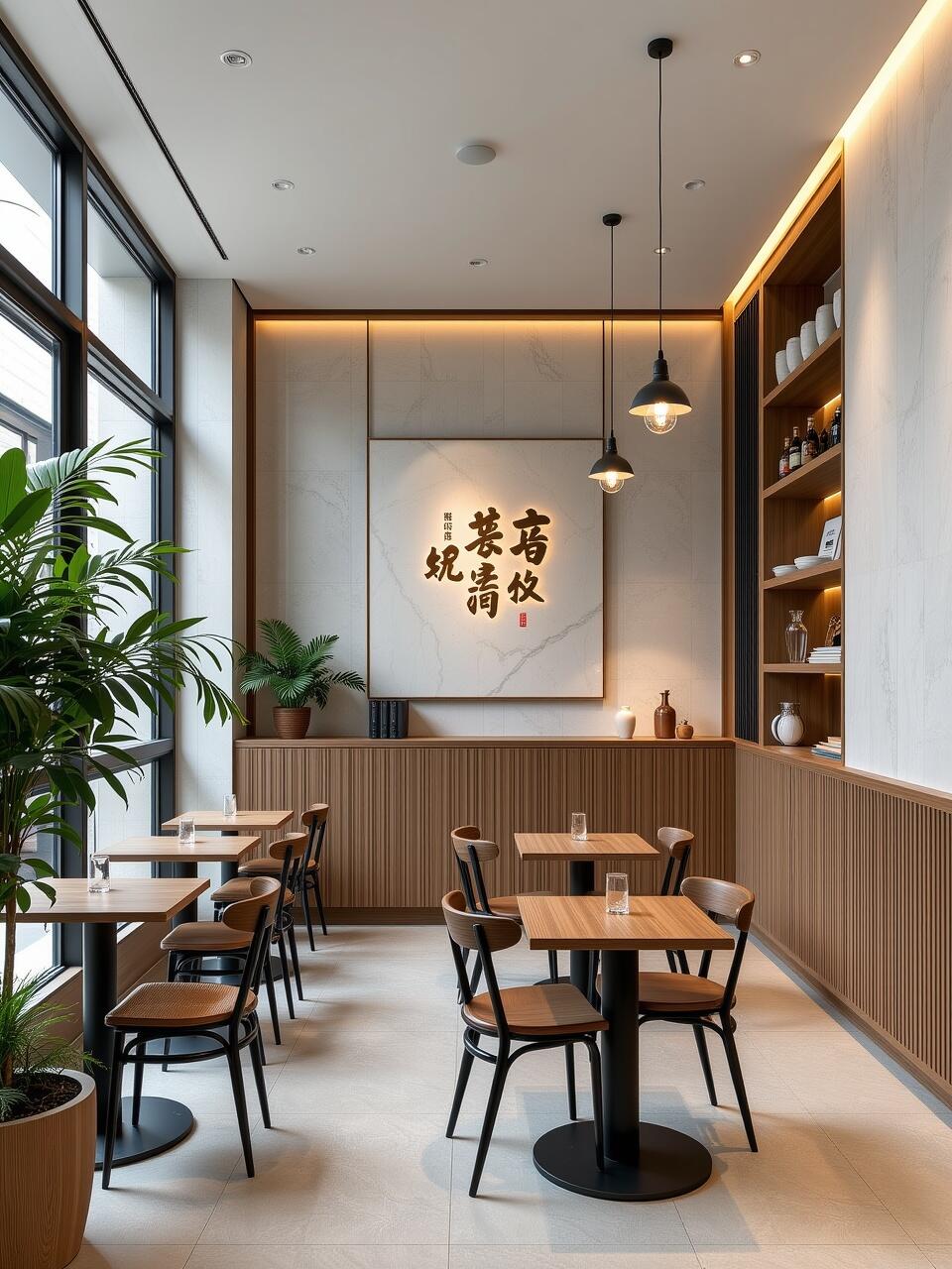 110平商铺装修案例，原木简约风格