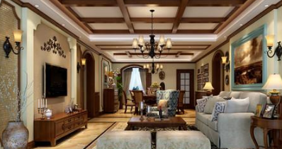 美式装修效果图， 65平米小户型美式休闲风格